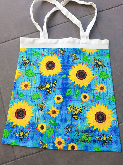 Sunflowers n Bees Tote Bag