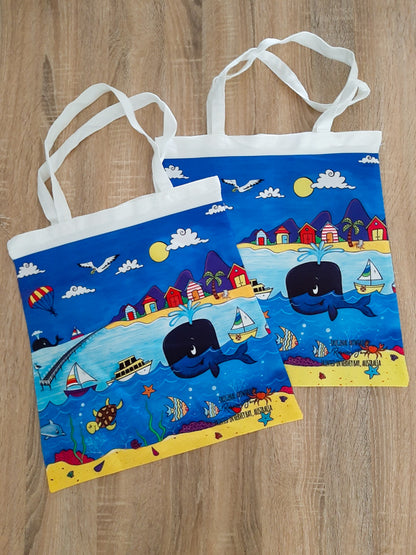 Whale Town Tote Bag