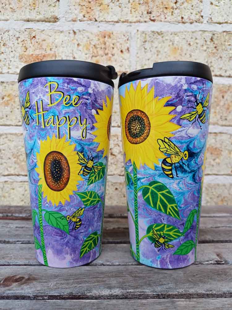 Bee Happy Travel Mug - Stainless Steel