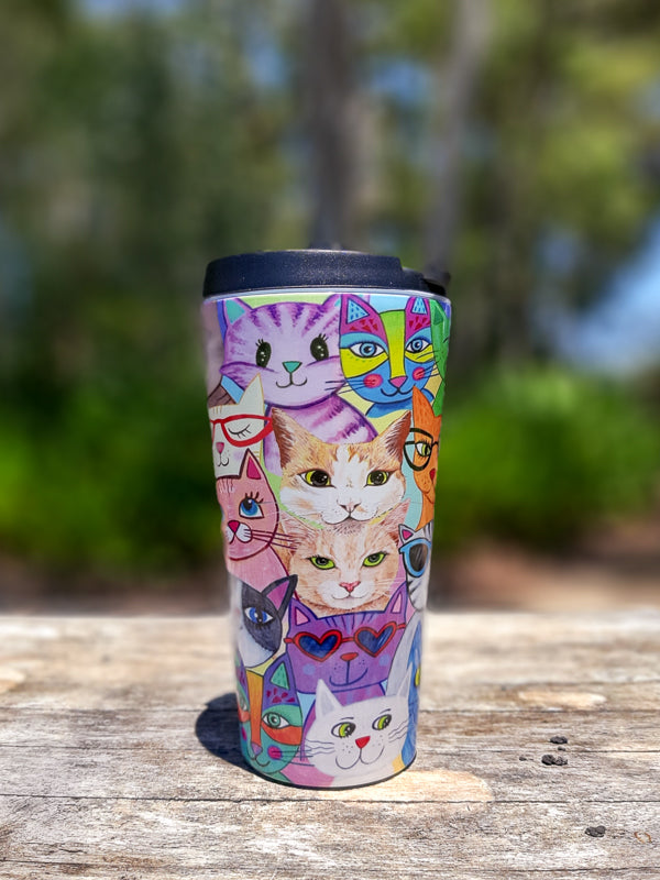 Colourful Cats Travel Mug - Stainless Steel