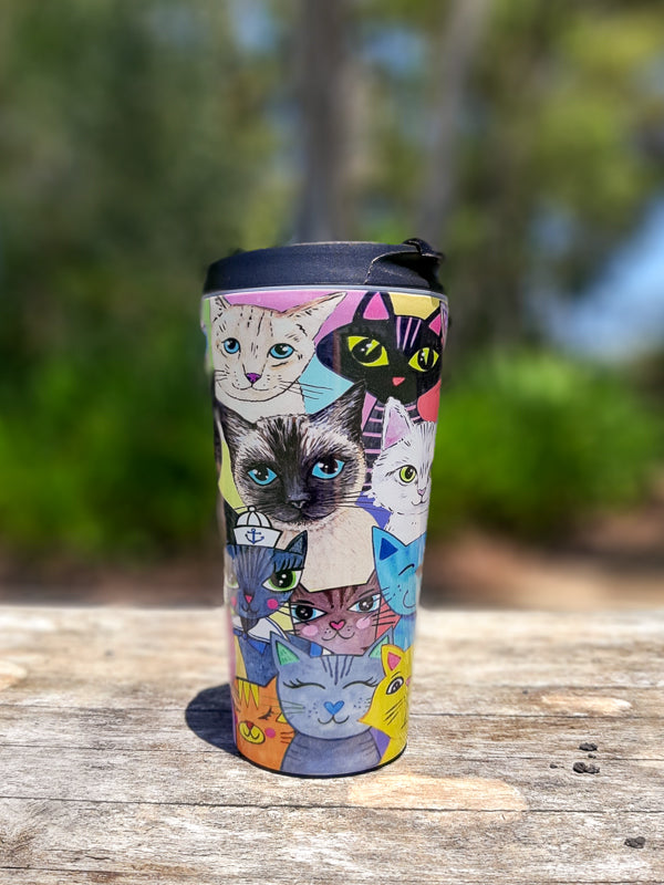 Colourful Cats Travel Mug - Stainless Steel