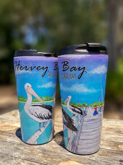 Pelicans on the Pier Travel Mug - Stainless Steel