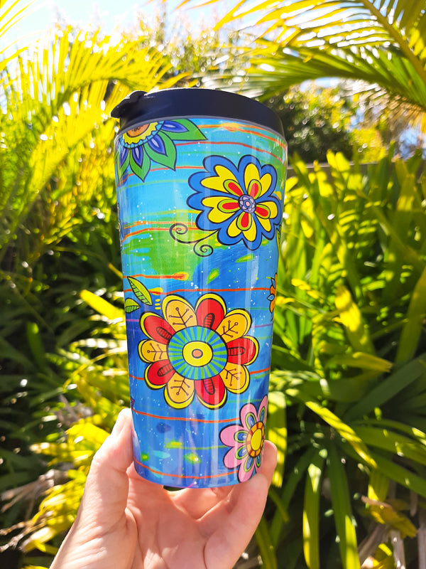 Summer Flowers Travel Mug - Stainless Steel