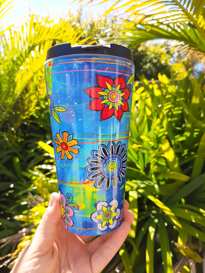 Summer Flowers Travel Mug - Stainless Steel