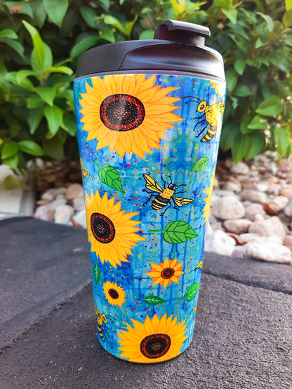 Sunflowers n Bees Travel Mug - Stainless Steel